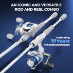 KastKing Centron Lite Baitcasting Fishing Reel Combo 6'6" M Right Handed Reel White