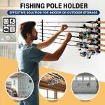 Rush Creek Creations Ceiling Fishing Rod Holder for 6 Rods, Garage Organization and Wall Storage, Horizontal Rack