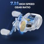KastKing Centron Lite Baitcasting Fishing Reel Combo 6'6" M Right Handed Reel White