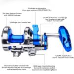 Fishing Jigging Reel Conventional Reels - Lever Drag Saltwater Heavy Duty Deep Ocean Big Game Offshore Round Aluminum Trolling Reel - Saltwater Jigging Fishing Reels JN10R