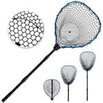 SEASPRO Telescoping Metal Lock Fishing Net Blue Aluminum Alloy Rubber Fish Net - Adjustable Length Lightweight Foldable Large Fishing Net with Handle Collapsible Extendable Fishing Accessories