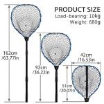 SEASPRO Telescoping Metal Lock Fishing Net Blue Aluminum Alloy Rubber Fish Net - Adjustable Length Lightweight Foldable Large Fishing Net with Handle Collapsible Extendable Fishing Accessories