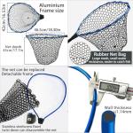SEASPRO Telescoping Metal Lock Fishing Net Blue Aluminum Alloy Rubber Fish Net - Adjustable Length Lightweight Foldable Large Fishing Net with Handle Collapsible Extendable Fishing Accessories