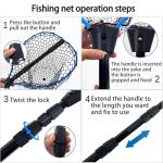 SEASPRO Telescoping Metal Lock Fishing Net Blue Aluminum Alloy Rubber Fish Net - Adjustable Length Lightweight Foldable Large Fishing Net with Handle Collapsible Extendable Fishing Accessories