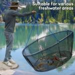 QualyQualy Foldable Fishing Net, Landing Fishing Pier Nets, Drop Net for Pulling Up Fish with Rope, Portable Bridge Fishing Net for Minnows, Crawfish, Shrimp, Top Dia. 39.4“