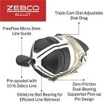 Zebco Bullet MG Spincast Fishing Reel, Size 30 Reel, Ultra-Lightweight Magnesium Body, Changeable Right- or Left-Hand Retrieve, Oversized Non-Slip Handle Knob, Dark Silver, Clam Packaging