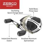 Zebco Bullet MG Spincast Fishing Reel, Size 30 Reel, Ultra-Lightweight Magnesium Body, Changeable Right- or Left-Hand Retrieve, Oversized Non-Slip Handle Knob, Dark Silver, Clam Packaging