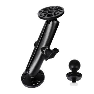 Aluminum 1" Double Ball Mount with Two AMPS Round Plates for Garmin Striker 4, 5.9" Extended Aluminum Alloy Arm,GPS/Fish Finder Mount & T-Bolt for Backup Camera Monitor, Compatible with RAM B Size