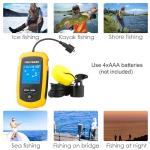 Portable Fish Finder Ice Kayak Fishing Gear Depth Finder with LCD Display and Sonar Transducer