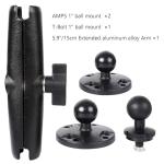 Aluminum 1" Double Ball Mount with Two AMPS Round Plates for Garmin Striker 4, 5.9" Extended Aluminum Alloy Arm,GPS/Fish Finder Mount & T-Bolt for Backup Camera Monitor, Compatible with RAM B Size