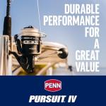 PENN Pursuit IV Inshore Spinning Fishing Reel, Size 3000, HT-100 Front Drag, Max of 12lb, 5 Sealed Stainless Steel Ball Bearing System, Built with Carbon Fiber Drag Washers, Black Silver