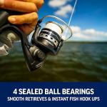 PENN Pursuit IV Inshore Spinning Fishing Reel, Size 3000, HT-100 Front Drag, Max of 12lb, 5 Sealed Stainless Steel Ball Bearing System, Built with Carbon Fiber Drag Washers, Black Silver