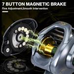 Sougayilang SY-200 Baitcasting Fishing Reel,11+1 Double Shielded Stainless Steel BB, 7 Button Magnetic Brakes, 7.6:1 Gear Ratio, 17.64 lbs of Smooth Drag