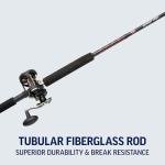 PENN 6’6” Warfare Level Wind Fishing Rod and Reel Conventional Combo, 6’6”, 1 Tubular Fiberglass Fishing Rod with 3 Reel, Durable, Break Resistant and Lightweight