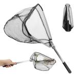 Fishing Net Minnow Nets with Aluminum Collapsible Telescopic Pole Handle and Nylon Mesh, Small Fishing Landing Net, Safe Fish Catching or Releasing(Color:Black)