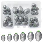26PCS Egg Weights Egg Fishing Sinkers Lead Weights Catfish Weights Slide Sinkers for Fishing Line Assortment