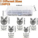 150pcs/Box Split Shot Fishing Sinkers, 5 Sizes Fishing Weights Sinkers Open Mouth Design Weights Clip Freshwater Saltwater Fishing Accessories