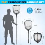 PLUSINNO Fishing Net with Telescoping Handle, Carbon Fiber Ultralight Long Fish Net, Collapsible Floating Landing Net 6.56Ft, Fishing Gear Kayak Accessories for Bass Trout Salmon
