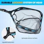 PLUSINNO Fishing Net with Telescoping Handle, Carbon Fiber Ultralight Long Fish Net, Collapsible Floating Landing Net 6.56Ft, Fishing Gear Kayak Accessories for Bass Trout Salmon