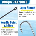 Aberdeen Fishing Hooks Kit 150pcs Long Shank Aberdeen Hooks Assorted Small Size Sharpened Live Bait Fishing Hook Set for Saltwater Freshwater Bass Catfish Trout Crappie Panfish