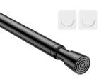 MEXAU 1Pack Spring Tension Curtain Rod 26-39 inch Black Adjustable Spring Rod Extendable Tension Rod For Kitchen, Bathroom, Window, Bookshelf, Closet