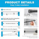 MEXAU 1Pack Spring Tension Curtain Rod 26-39 inch Black Adjustable Spring Rod Extendable Tension Rod For Kitchen, Bathroom, Window, Bookshelf, Closet