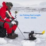 Gernie Ice Fishing Rod Reel Combo, 30 in Fiberglass Rod with Metal Reel, EVA Handle, Ultra-Light, Perfect for Walleye, Perch, Panfish