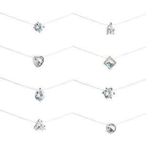 Starain 8 Pcs Fishing Line Necklace for Women Single Heart Teardrop Cubic Zircon Pendant Choker Necklace Set
