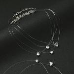 Starain 8 Pcs Fishing Line Necklace for Women Single Heart Teardrop Cubic Zircon Pendant Choker Necklace Set