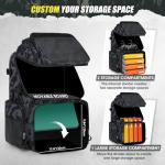 RAINSMORE 45L Fishing Backpack with Rod Holder & Waterproof Rain Cover, 900D Heavy-Duty Adjustable Compartments Fishing Tackle Bag Storage Fishing Gear - Gift for Men, Dad (Black and Blue Camouflage)