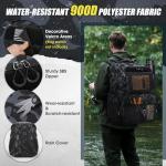 RAINSMORE 45L Fishing Backpack with Rod Holder & Waterproof Rain Cover, 900D Heavy-Duty Adjustable Compartments Fishing Tackle Bag Storage Fishing Gear - Gift for Men, Dad (Black and Blue Camouflage)