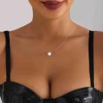 Aneneiceera Vintage Crystal Star Pendant Necklace Silver Rhinestone Star Choker Necklace Transparent Invisible Chain Necklace Cz Fishing Line Necklace Chain Jewelry for Women (Crystal star)