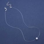 Aneneiceera Vintage Crystal Star Pendant Necklace Silver Rhinestone Star Choker Necklace Transparent Invisible Chain Necklace Cz Fishing Line Necklace Chain Jewelry for Women (Crystal star)