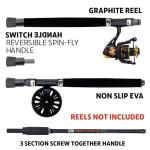 Rigged & Ready X5 Travel Fishing Rod. Spin-Fly, Super-Compact, Multi-Functional, Portable Rod. Spin, Bass, Carp, Lure, Float Pole. 4 Tips, 4 Cast Weights, 5 Angling Techniques. Freshwater & Saltwater
