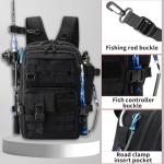 Fishing Backpack Fishing Tackle Storage Bag Fishing Gear and Equipment with Rod Holder Fishing Tackle Shoulder Sling Bag (Black2)