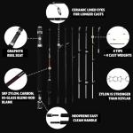 Rigged & Ready X5 Travel Fishing Rod. Spin-Fly, Super-Compact, Multi-Functional, Portable Rod. Spin, Bass, Carp, Lure, Float Pole. 4 Tips, 4 Cast Weights, 5 Angling Techniques. Freshwater & Saltwater