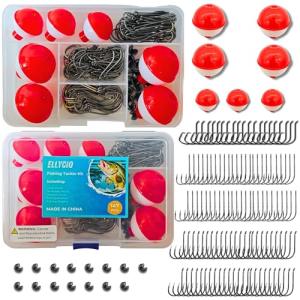 ELLYCIO 147/295 PCS Fishing Tackle Kit, Including Fishing Hooks, Bobbers, Octopus Circle Baitholder Hooks, Sinker Weights for Bass Trout Catfish Panfish (147 Pcs Fishing Tackle Kit)