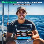 PLUSINNO Tackle Box Organizer, 1/2 Packs Waterproof Tackle Trays, Fishing Tackle Box with Removable Dividers, Fishing Box Tackle Trays and Terminal Tackle Storage
