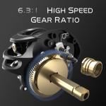 Fishdrops Luna Baitcasting Reels Lightweight & Smooth Design, 12.12 LB Max Drag, Classic Gear Ratio 6.3:1 Low Profile Bait Caster, Anti-Corrosion Baitcasting Fishing Reels