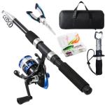 Tripquips Fishing Pole, Telescopic Fishing Rod and Reel Combo, 13+1BB Pre-Loaded Spinning Reel Combo with Fishing Pliers and Lip Gripper, 6.9FT Fishing Rod Combo(XT30 Blue)