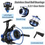 Tripquips Fishing Pole, Telescopic Fishing Rod and Reel Combo, 13+1BB Pre-Loaded Spinning Reel Combo with Fishing Pliers and Lip Gripper, 6.9FT Fishing Rod Combo(XT30 Blue)