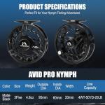 Maxcatch AVID PRO Nymph Fly Reel, CNC-Machined Large Arbor Full Frame Fly Fishing Reel for Euro Nymph (Matte Black, 3/5wt)