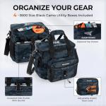 KastKing BaitSpace Fishing Tackle Bag With 4 Tackle Boxes & Removable Bait Binder, Water-Resistant Tackle Storage, Durable Fishing Gear, Adjustable Shoulder Strap