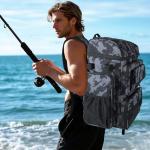 Fishing Tackle Backpack With Rod Holders, 45L Large Tackle Bag & Fishing Tackle Backpack for Fishing, Camping, Hiking,Camouflage