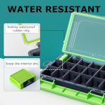 Lsnisni Fishing Waterproof Tackle Box, 3600 Tackle Tray Storage, Hyperseal and Transparent, Terminal Tackle Organizer Box with Removable Dividers, Plastic Lure Box - Green