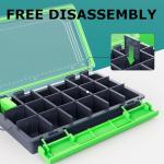 Lsnisni Fishing Waterproof Tackle Box, 3600 Tackle Tray Storage, Hyperseal and Transparent, Terminal Tackle Organizer Box with Removable Dividers, Plastic Lure Box - Green