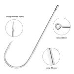 Luroad Aberdeen Sea Fishing Hooks, Large Barbed Aberdeen Hooks, Long Shank and Wide Gape Size 1#, 1/0, 2/0, 3/0, Light Fishing Hooks High Carbon Steel (1/0)