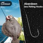 Luroad Aberdeen Sea Fishing Hooks, Large Barbed Aberdeen Hooks, Long Shank and Wide Gape Size 1#, 1/0, 2/0, 3/0, Light Fishing Hooks High Carbon Steel (1/0)