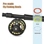 MASTER LOGIC Stealth Fly Fishing Rod Combo Starter Kit, 30T Carbon Fiber Graphite Fly Rods with Die-cast Aluminum Reel and Fly Fishing Accessories(7FT 3/4WT 4PCS)