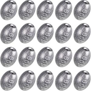 Sumind 20 Pieces Egg Sinkers Fishing Bass Weights Drop Egg Sinker Fishing Bottom Tackle Casting for Olive Freshwater Saltwater, 10g, 3/8oz